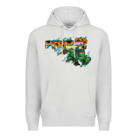 Dove Grey Maryland Map Sunflower Cactus Serape Premium Hoodie - RanaPortraitStore