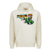 Oatmeal Heather Maryland Map Sunflower Cactus Serape Premium Hoodie - RanaPortraitStore
