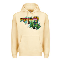 Pina Colada Maryland Map Sunflower Cactus Serape Premium Hoodie - RanaPortraitStore