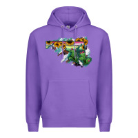 Purple Maryland Map Sunflower Cactus Serape Premium Hoodie - RanaPortraitStore