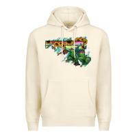 Sandshell Maryland Map Sunflower Cactus Serape Premium Hoodie - RanaPortraitStore