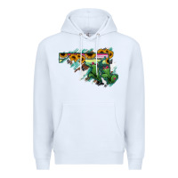 White Maryland Map Sunflower Cactus Serape Premium Hoodie - RanaPortraitStore