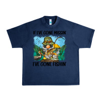 Navy if i've gone missin' i've gone fishin' Urban Heavy Tee - BarkalooDesign