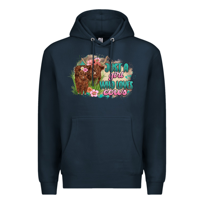 Just A Girl Who Loves Cows Premium Hoodie by MaliasSmallBusiness | Teevron