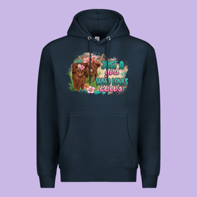 Just A Girl Who Loves Cows Premium Hoodie Designed By Maliassmallbusiness