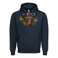 Navy Moorica Zipper Hoodie - CowhideDigitalArt