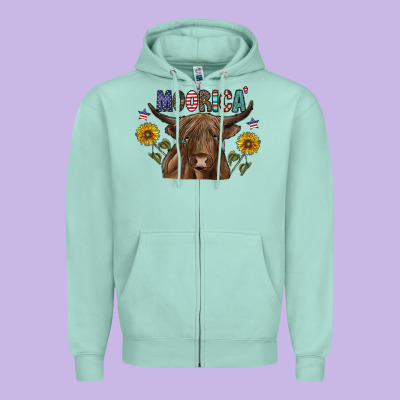 Moorica Zipper Hoodie Designed By Cowhidedigitalart