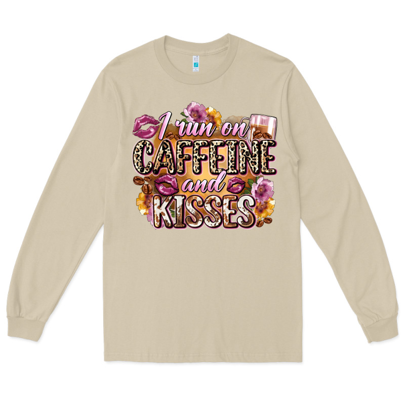 I Run On Caffeine And Kisses Long Sleeve Tee by Zillion Design Studio | Teevron