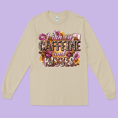 I Run On Caffeine And Kisses Long Sleeve Tee Designed By Zillion Design Studio