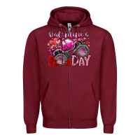 Burgundy valentines day monster truck Zipper Hoodie - RacoonDesign