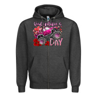 Charcoal Heather valentines day monster truck Zipper Hoodie - RacoonDesign