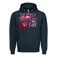 Navy valentines day monster truck Zipper Hoodie - RacoonDesign