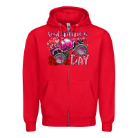 Red valentines day monster truck Zipper Hoodie - RacoonDesign