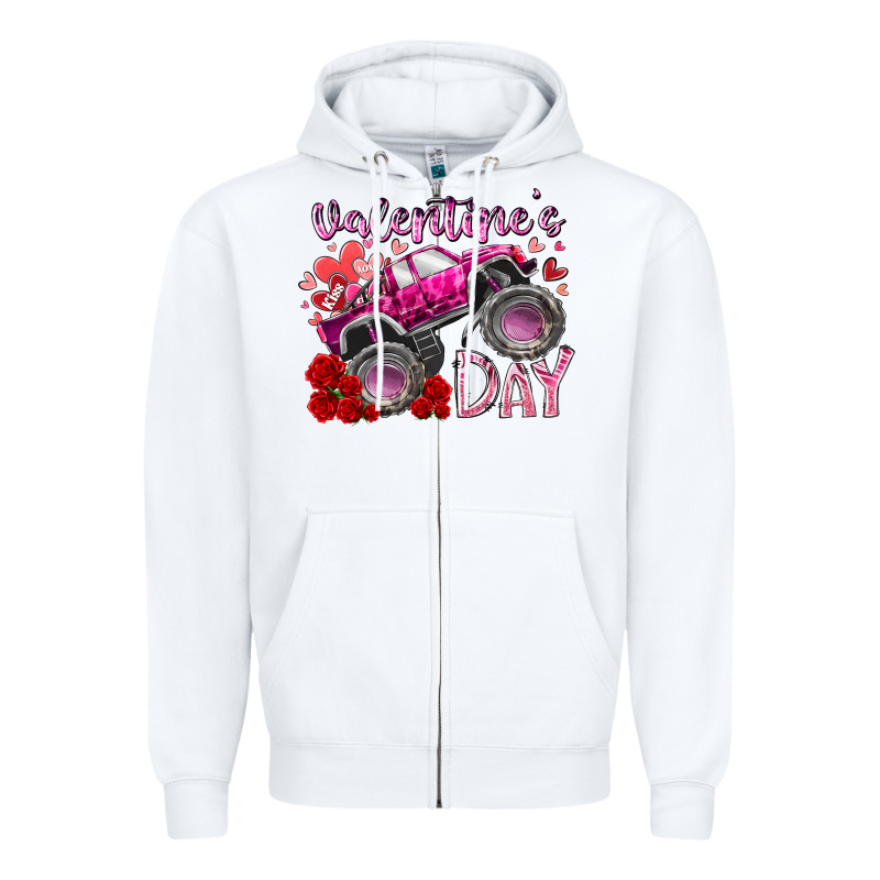 Valentines Day Monster Truck Zipper Hoodie by RacoonDesign | Teevron