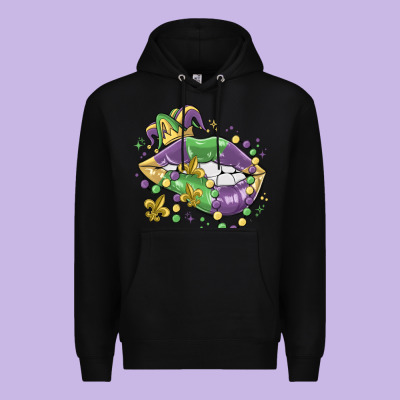 Mardi Gras Lips Premium Hoodie Designed By Maliassmallbusiness