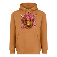 Meerkat floral pink bandana longhaired cow Heavyweight Hoodie - Jasminsmagicworld