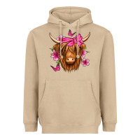 Mushroom floral pink bandana longhaired cow Heavyweight Hoodie - Jasminsmagicworld