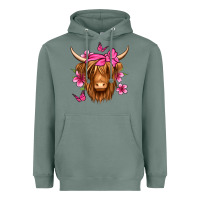 Sage floral pink bandana longhaired cow Heavyweight Hoodie - Jasminsmagicworld
