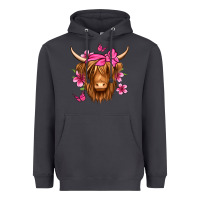 Smoke floral pink bandana longhaired cow Heavyweight Hoodie - Jasminsmagicworld