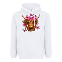 White floral pink bandana longhaired cow Heavyweight Hoodie - Jasminsmagicworld