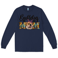 Navy western bulldog mom Long Sleeve Tee - RanaPortraitStore