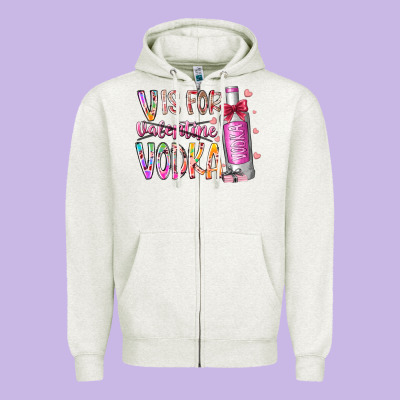 Vis For Valentine Vodka Zipper Hoodie Designed By Racoondesign