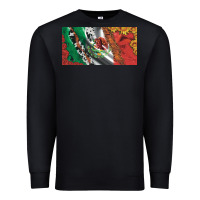 Black mexico flag cowhide leopard sunflower and roses licanse  plate Premium Sweatshirt - Artiststas