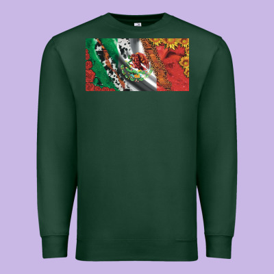 Mexico Flag Cowhide Leopard Sunflower And Roses Licanse  Plate Premium Sweatshirt Designed By Artiststas