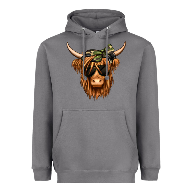 Camouflage Long Haired Cow Heavyweight Hoodie by Jasminsmagicworld | Teevron