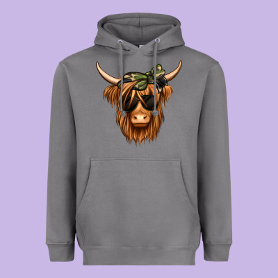 Camouflage Long Haired Cow Heavyweight Hoodie Designed By Jasminsmagicworld