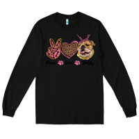 Black peace love bulldog Long Sleeve Tee - RanaPortraitStore