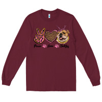 Burgundy peace love bulldog Long Sleeve Tee - RanaPortraitStore