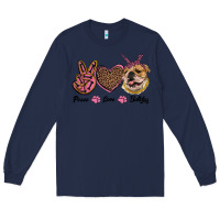 Navy peace love bulldog Long Sleeve Tee - RanaPortraitStore