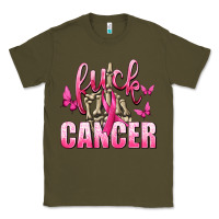 Army Green Fuck Cancer with Butterflies Classic Tee - texasbilliewilder