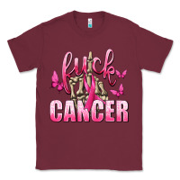 Burgundy Fuck Cancer with Butterflies Classic Tee - texasbilliewilder
