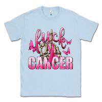 Dusty Blue Fuck Cancer with Butterflies Classic Tee - texasbilliewilder