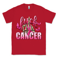 Red Fuck Cancer with Butterflies Classic Tee - texasbilliewilder
