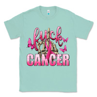 Seafoam Fuck Cancer with Butterflies Classic Tee - texasbilliewilder