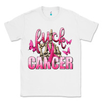 White Fuck Cancer with Butterflies Classic Tee - texasbilliewilder