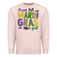 Pale Pink happy mardi gras y'all Premium Sweatshirt - AdoDesignShop