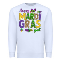White happy mardi gras y'all Premium Sweatshirt - AdoDesignShop