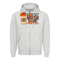 Dove Grey mommy needs some pumpkin spice Zipper Hoodie - CowhideDigitalArt