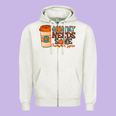 Mommy Needs Some Pumpkin Spice Zipper Hoodie Designed By Cowhidedigitalart