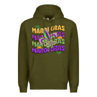 Army Green mardi gras with fleur de lis Premium Hoodie - MaliasSmallBusiness