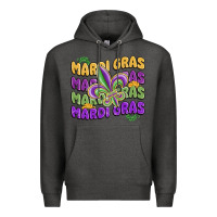 Charcoal Heather mardi gras with fleur de lis Premium Hoodie - MaliasSmallBusiness