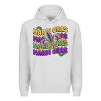 Dove Grey mardi gras with fleur de lis Premium Hoodie - MaliasSmallBusiness