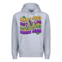 Heather Grey mardi gras with fleur de lis Premium Hoodie - MaliasSmallBusiness