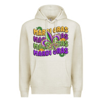 Oatmeal Heather mardi gras with fleur de lis Premium Hoodie - MaliasSmallBusiness