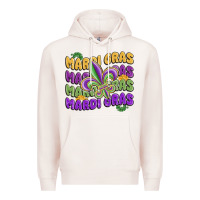 Pale Pink mardi gras with fleur de lis Premium Hoodie - MaliasSmallBusiness