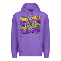 Purple mardi gras with fleur de lis Premium Hoodie - MaliasSmallBusiness